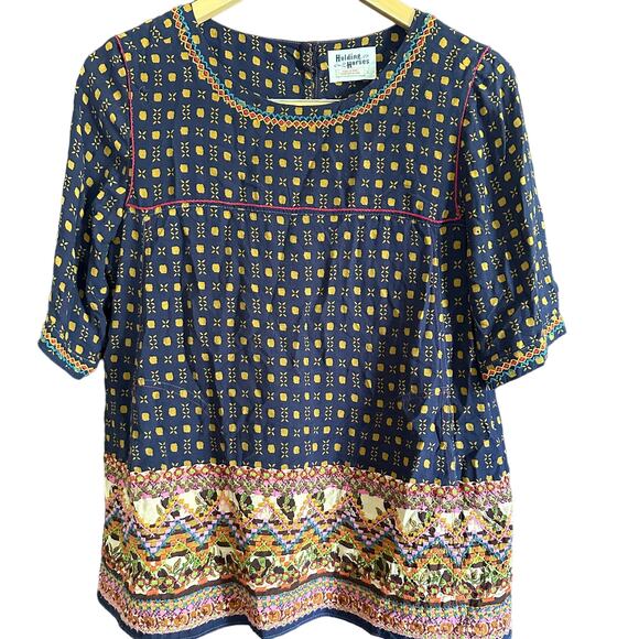HOLDING HORSES | Embroidered Boho Button Back Blouse | Size 2 - Picture 1 of 7